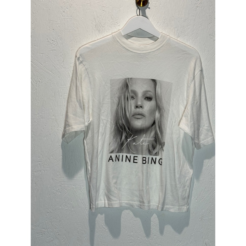 Anine Bing Kate Moss Graphic T-Shirt White Cotton Crewneck XS